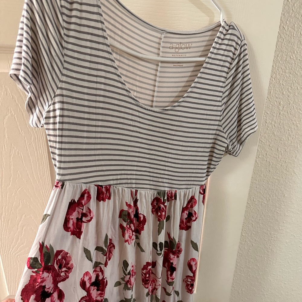 Maternity maxi dress floral stripes